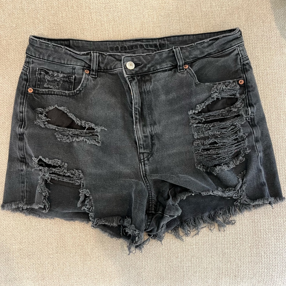 American Eagle Outfitters Black Distressed Jean Shorts